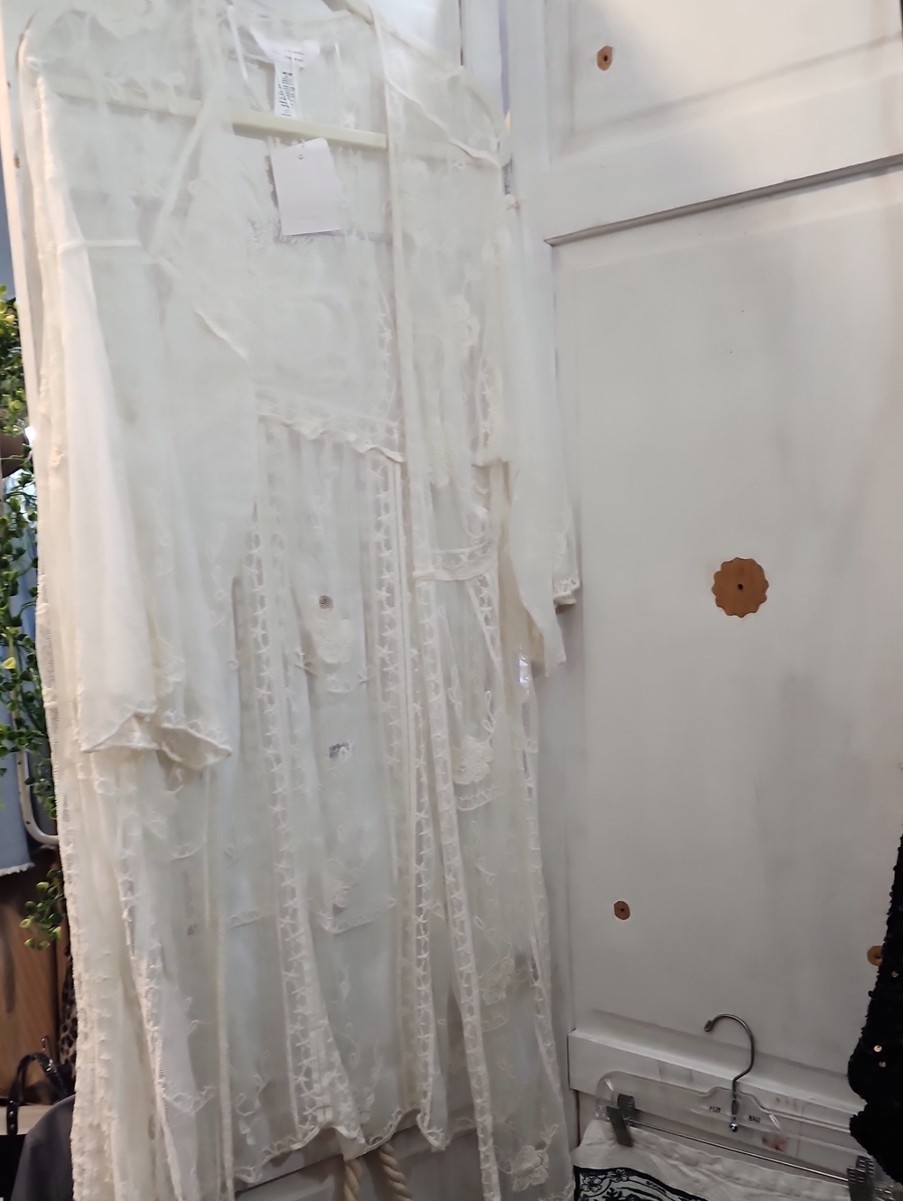 Boho Lace-Trim White Kimono